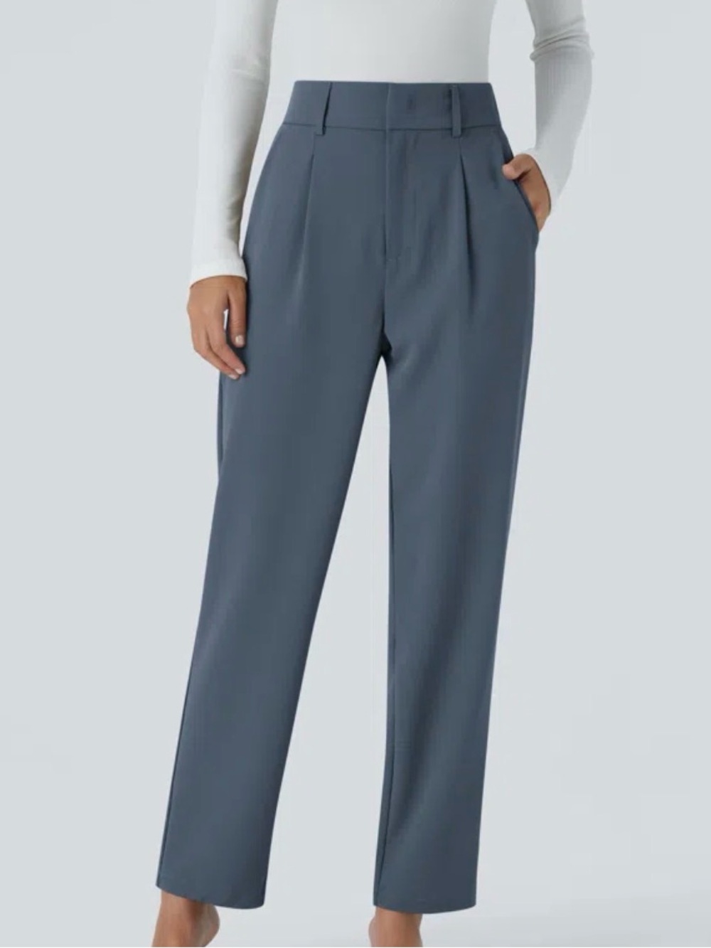 Halara Tailored High-Waist Straight Leg Pants - Slate Blue